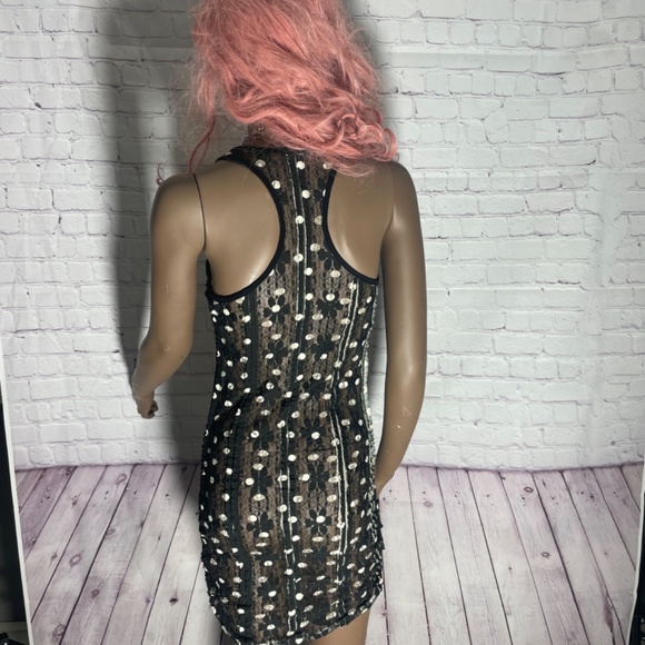 Size Small Black Transparent Dress with White Polk a dots “Papaya” - Picture 3 of 5